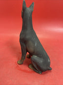 Vintage Black Doberman Pinscher  Sitting Dog Sculpture