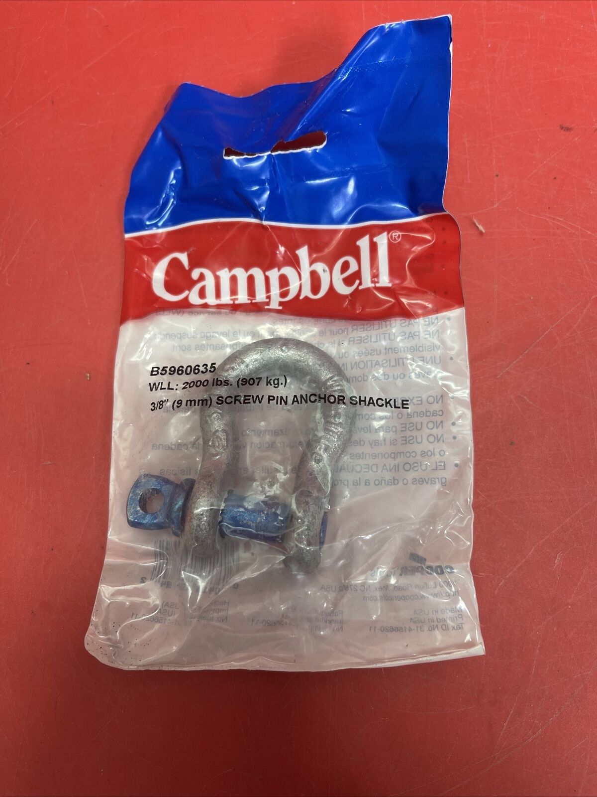Campbell T9640435 Steel Galvanized 0.5 ton Capacity Anchor Shackle 1/4 in. Lot 4