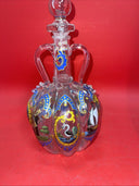 Vintage Italian Dutch Hand Painted Art Glass Decanter With Handles