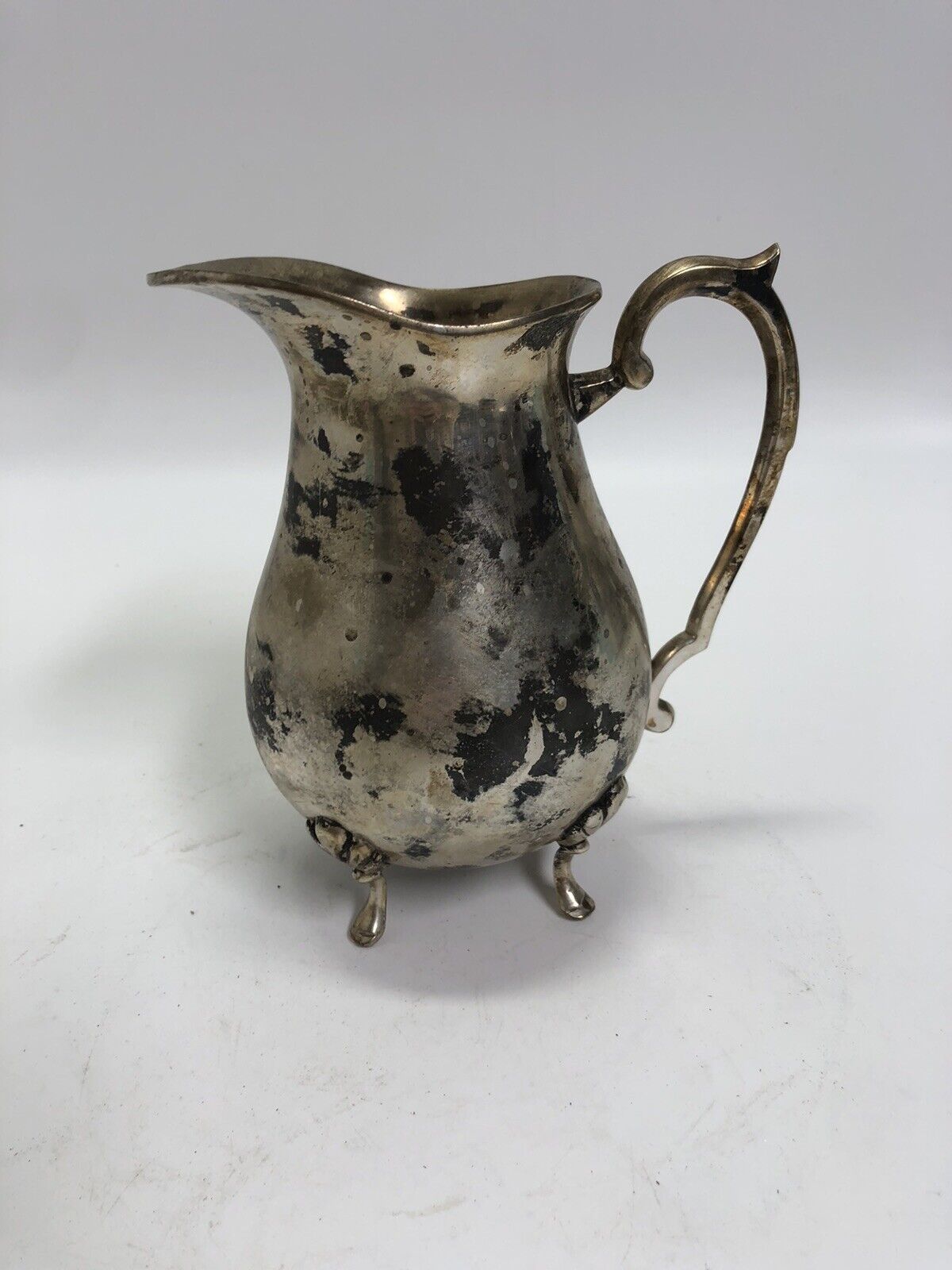 Silverplate Water Pitcher with Ice Guard and Claw Feet