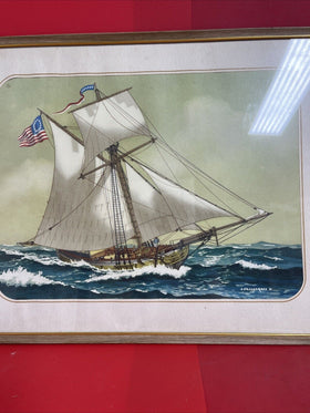 Topsail Sloop Fox Sailing Ship John Ohara Cosgrave 1956 Lithograph Print Penn