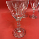 Vintage Etched Clear Glass Footed Tumblers Stemware Set 4