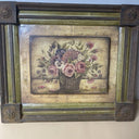Kimberly Poloson Flowers Basket on Rustic Wooden Background Framed Print Picture