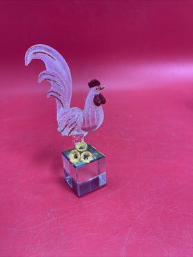 Vintage collectible transparent Rooster figurine