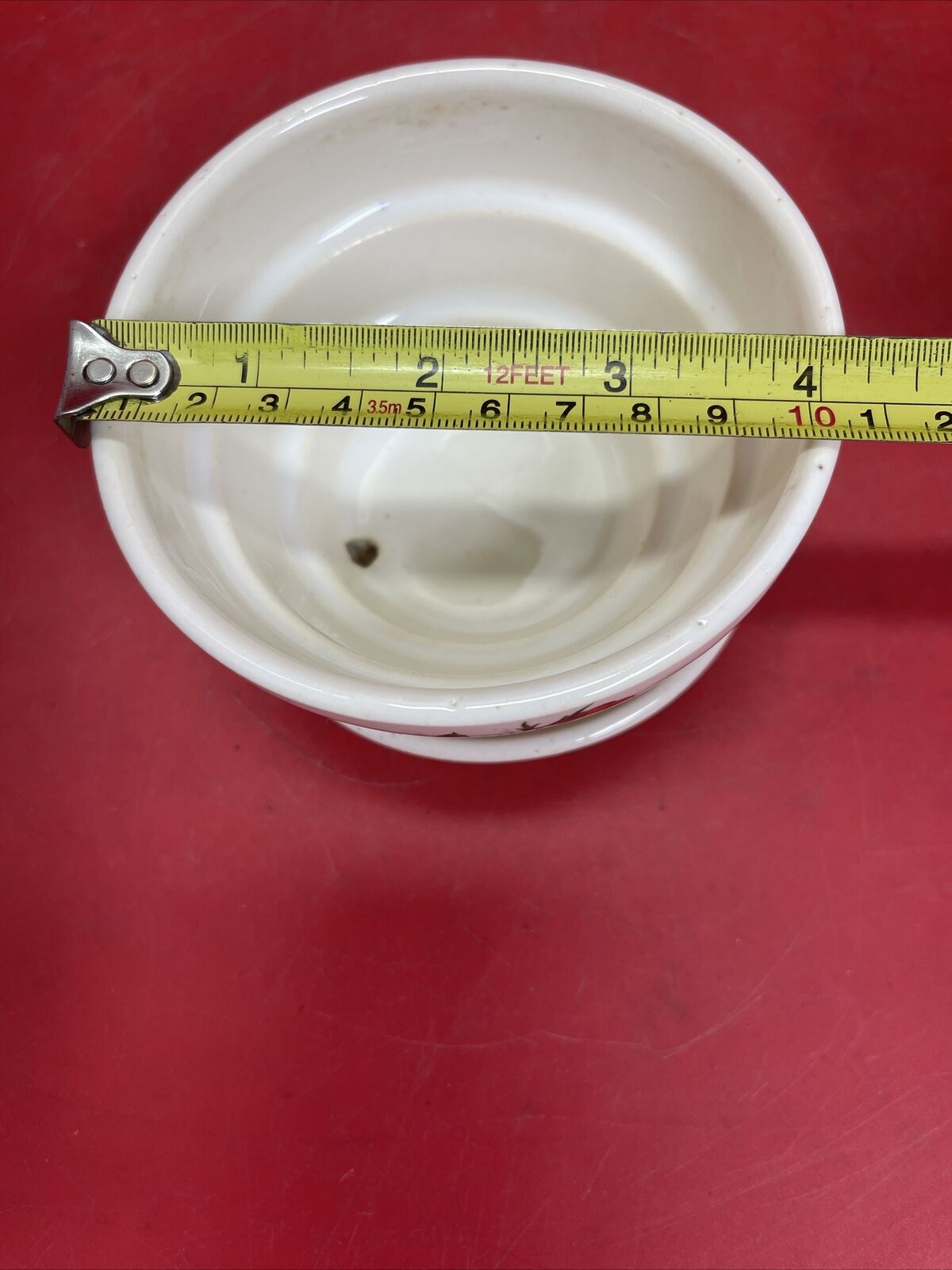 McCoy USA Antique Rose Line Flower pot/planter red rose spray 4” x 2 3/4” w/unde