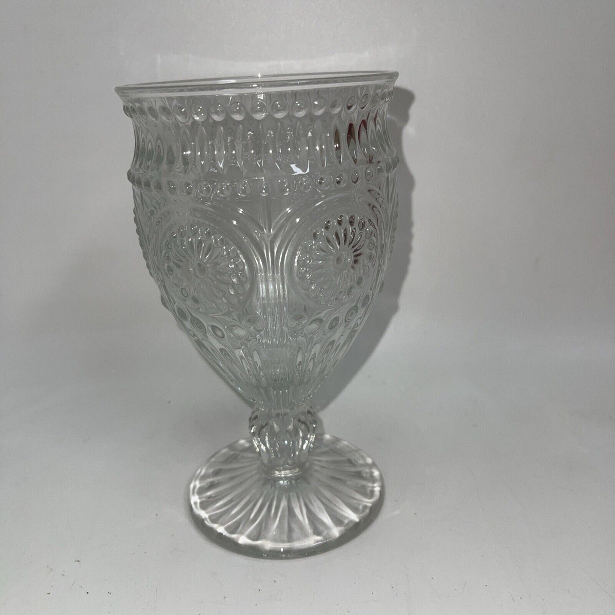 Weddingstar Vintage Inspired Pressed Glass Goblet, Clear 10oz Lot 4