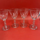 Vintage Etched Clear Glass Footed Tumblers Stemware Set 4