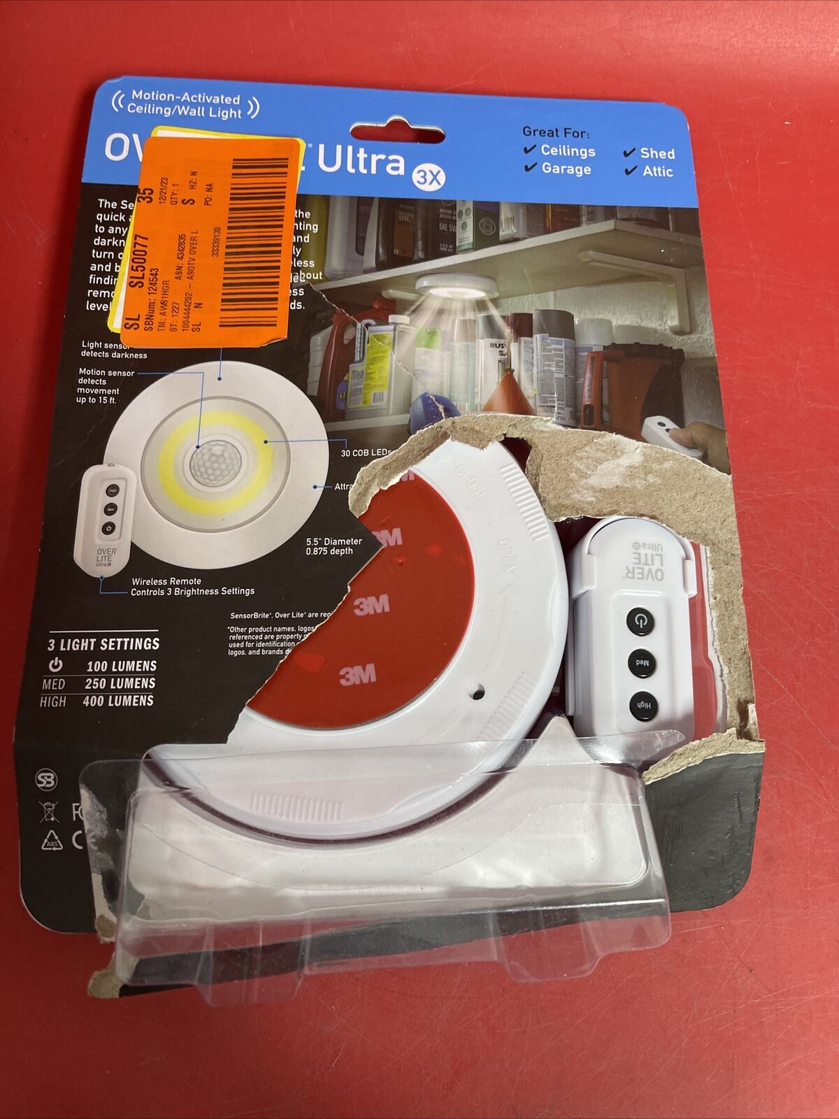 ( 3 Pack) Over Lite- Sensor Brite Overhead Motion Lot of 3