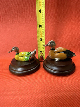 Pair Of Metal Ducks Mounted On Base Colorful Home Decor Camp Decor