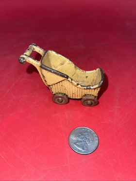 ANTIQUE CAST IRON BABY CARRIAGE, DOLLHOUSE MINIATURE