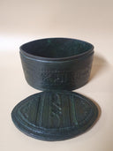 Vintage Leather Over Wood Oval Box 5.25"×3.5"