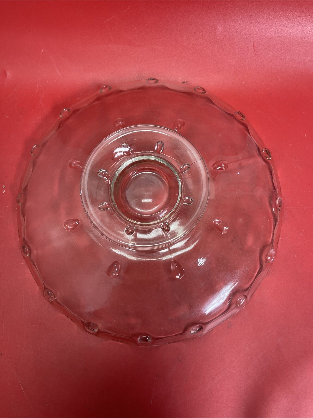 Vintage Scalloped Cake Plate /  Stand and Clear Cloche