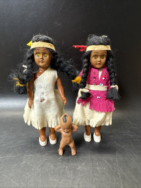 Vintage American Indian Dolls/ Lot Of 2 + Baby