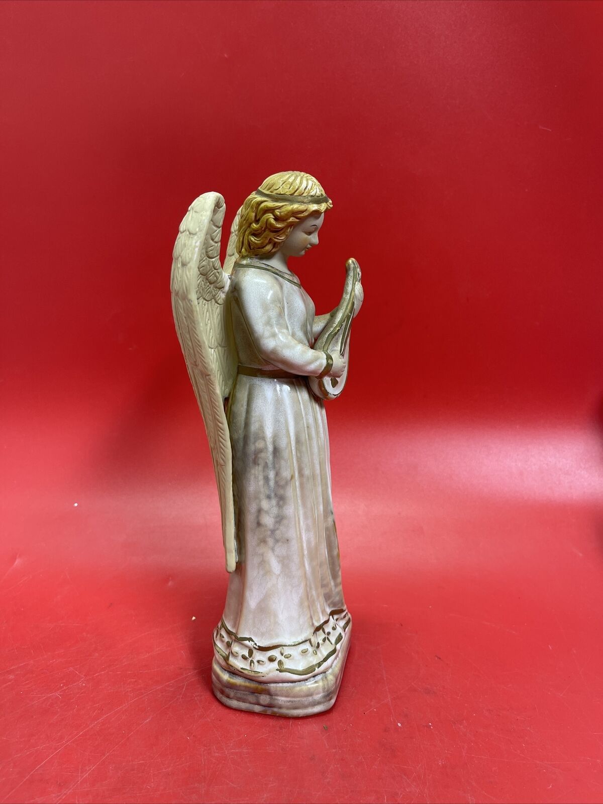 Vintage  Angel Figure Pottery Playing Mandolin
