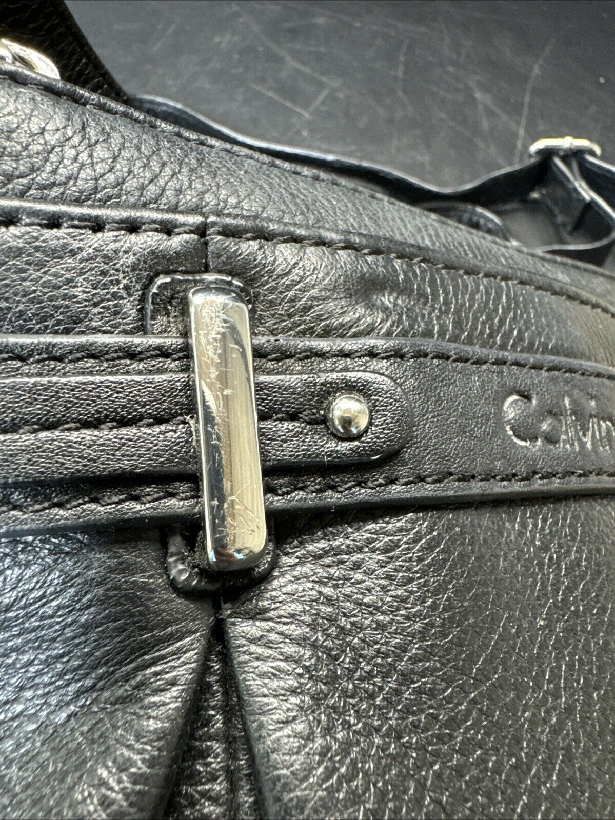 Calvin Klein Black Leather Messenger Cross-body