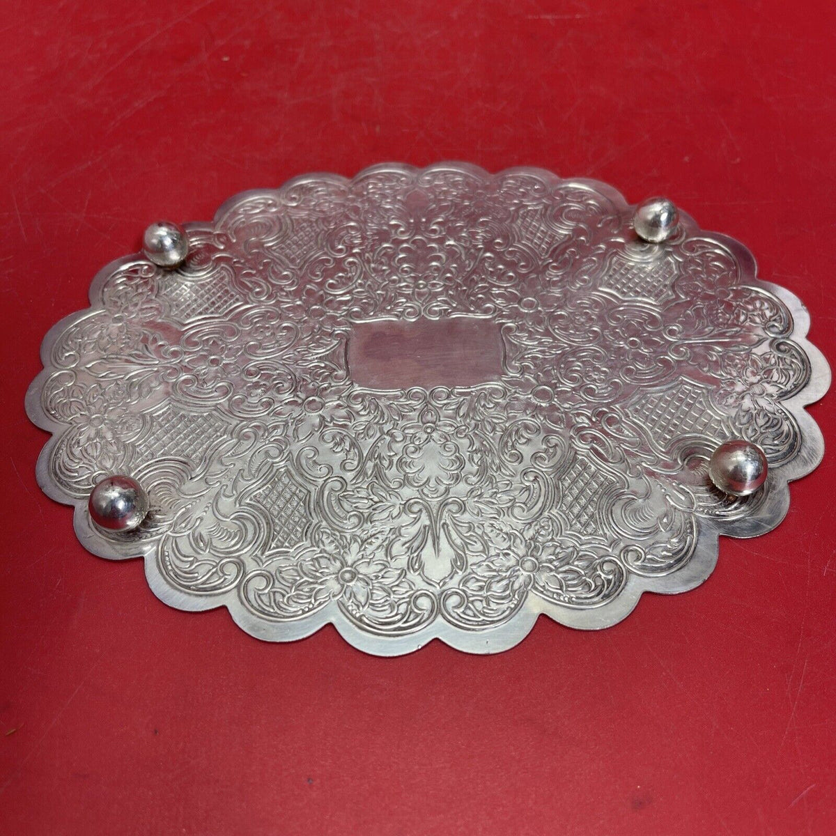 Silver Plate, Patterned Oval Stand, 8 “x 6 “