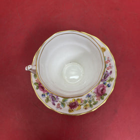 VINTAGE OLD ROYAL ENGLAND SWANSEA ROSE FLORAL CUP & SAUCER SET GOLD TEACUP