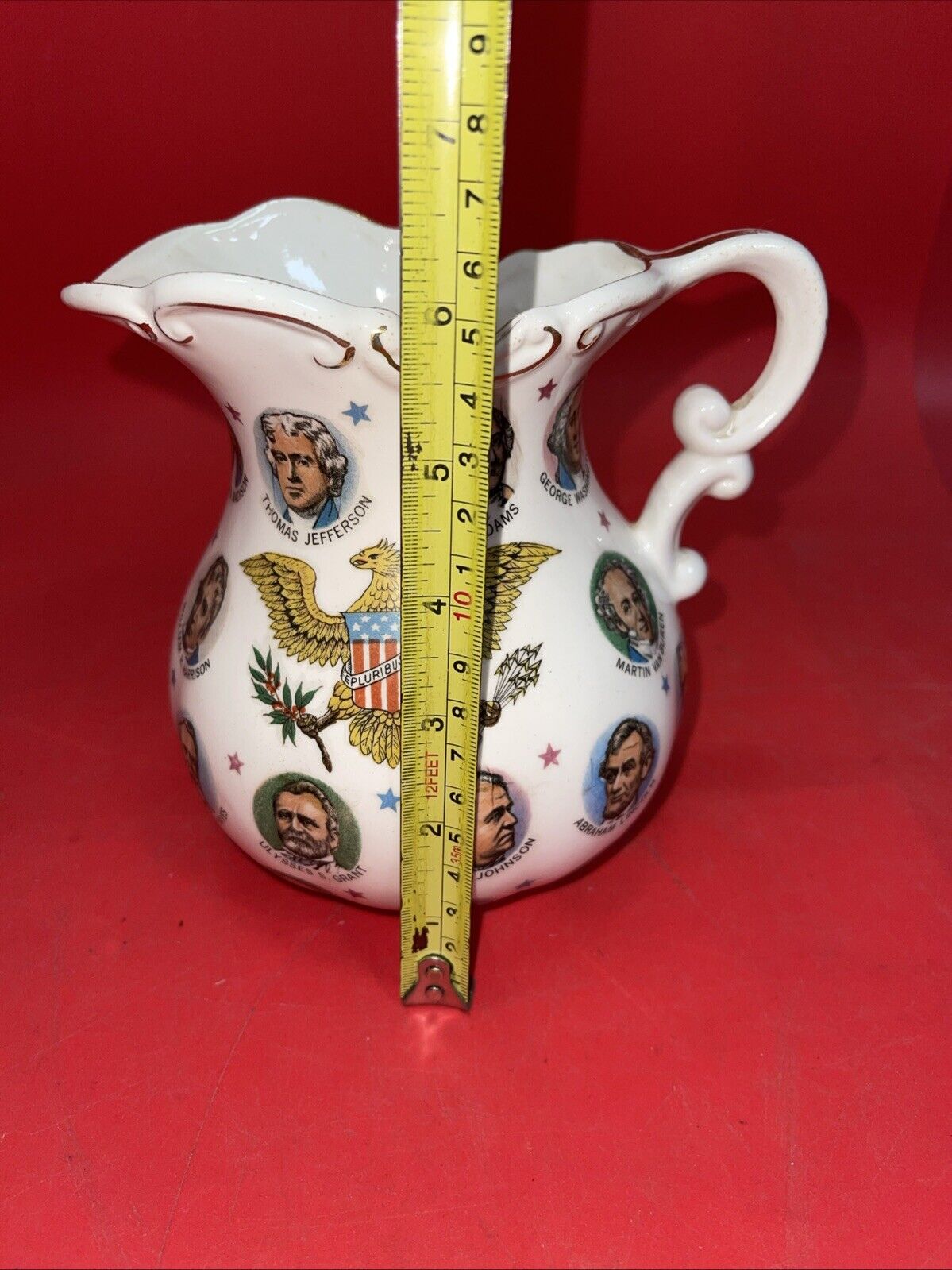 Vintage 1965 Chadwick-Miller Importers US Presidents Pitcher, Japan 5.5” Tall