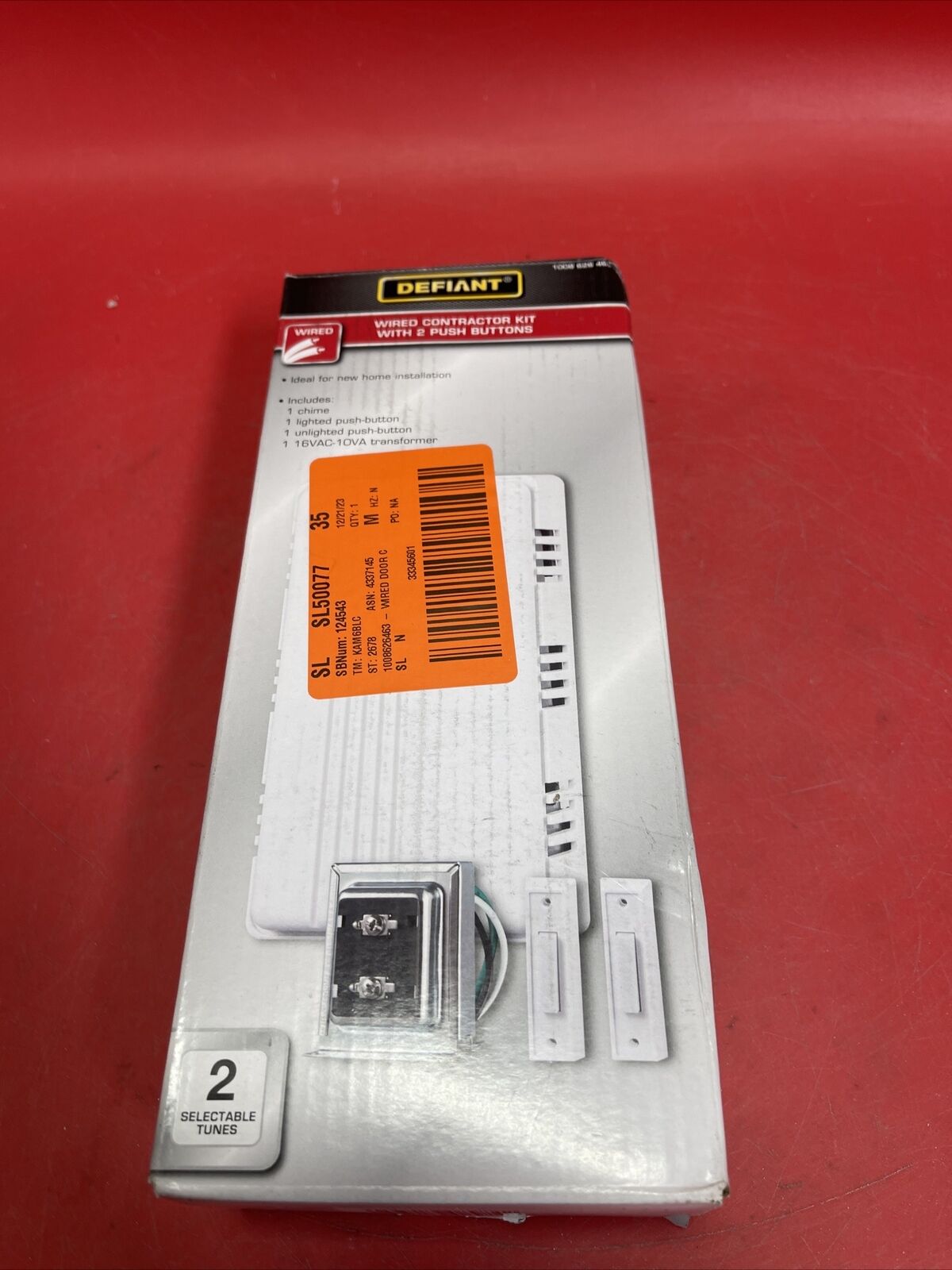 Defiant Wired Contractor Doorbell Kit with 2 Wired Push Buttons, White