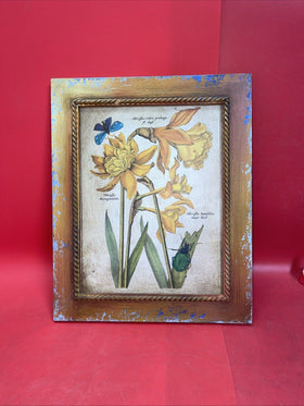 DANACO Floral Art Piece Handfinished By Florentine Artisan Italy Print 17”x14”