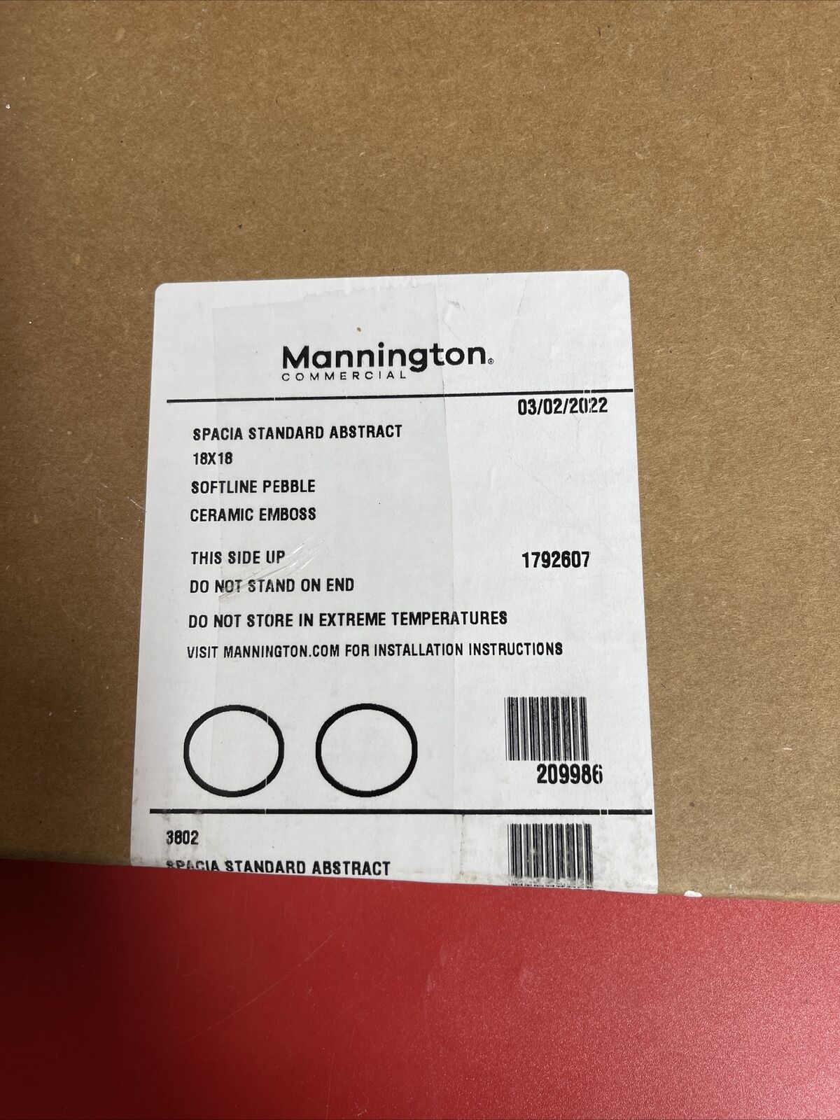 Mannington Spacia Standard Abstract 18x18 Soft line Pebble