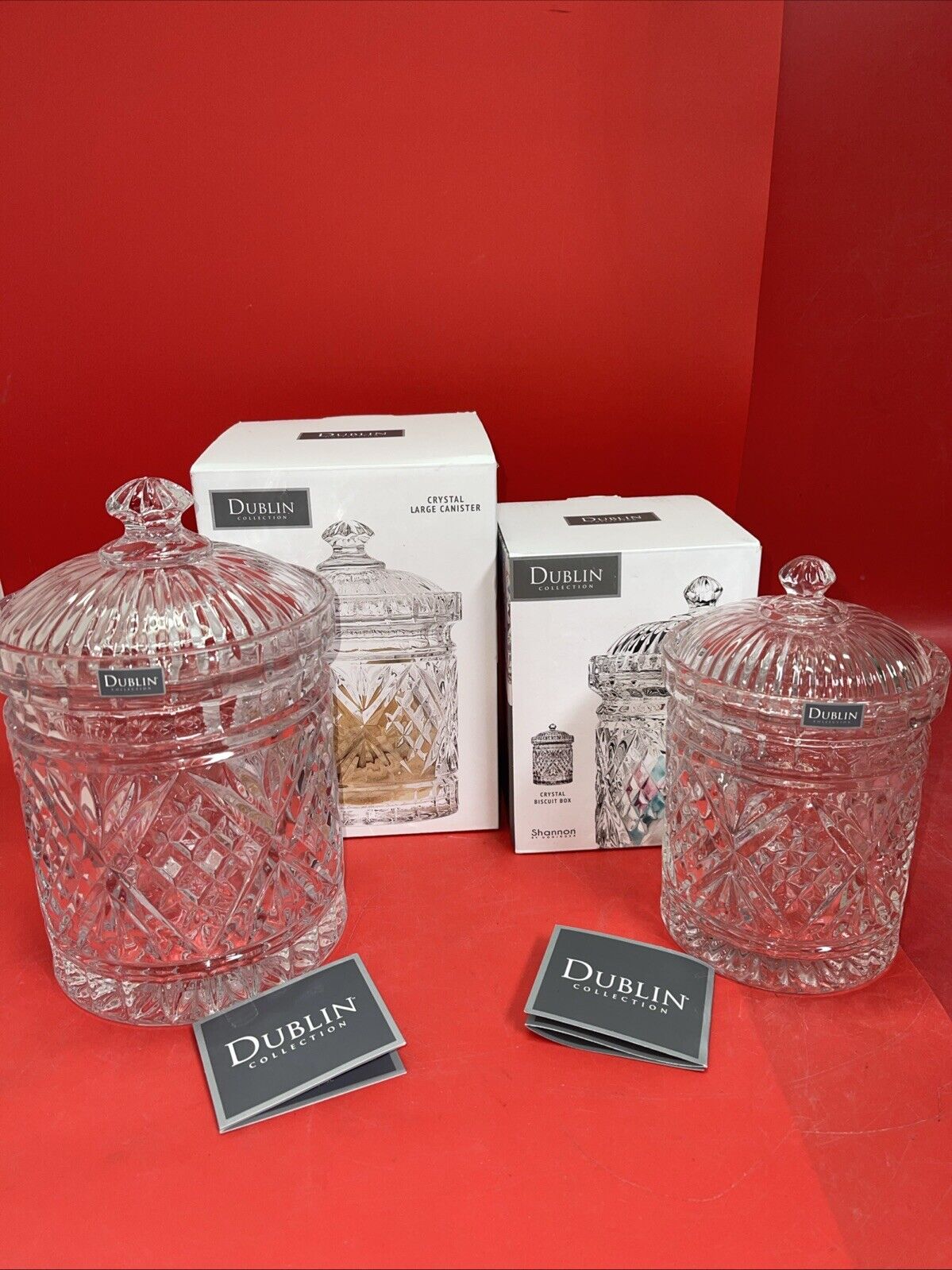 Dublin Crystal Biscuit Box.  Shannon Crystal by Godinger- New-Lot 2