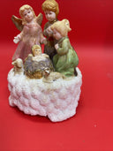 Very Pretty Angel w/ Baby Jesus & Children Music Musical Figurine