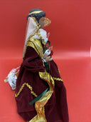 Vintage Lighted Angel Christmas Tree Topper Gold & Red 10”