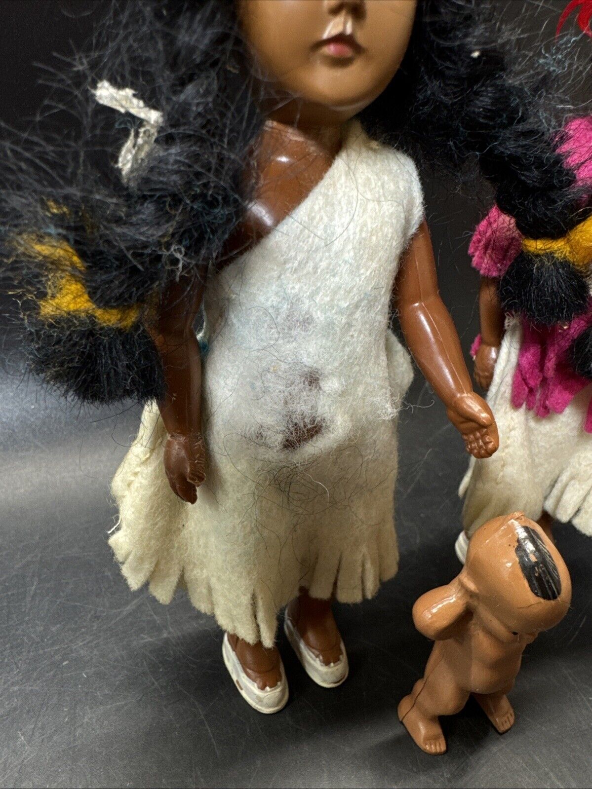 Vintage American Indian Dolls/ Lot Of 2 + Baby