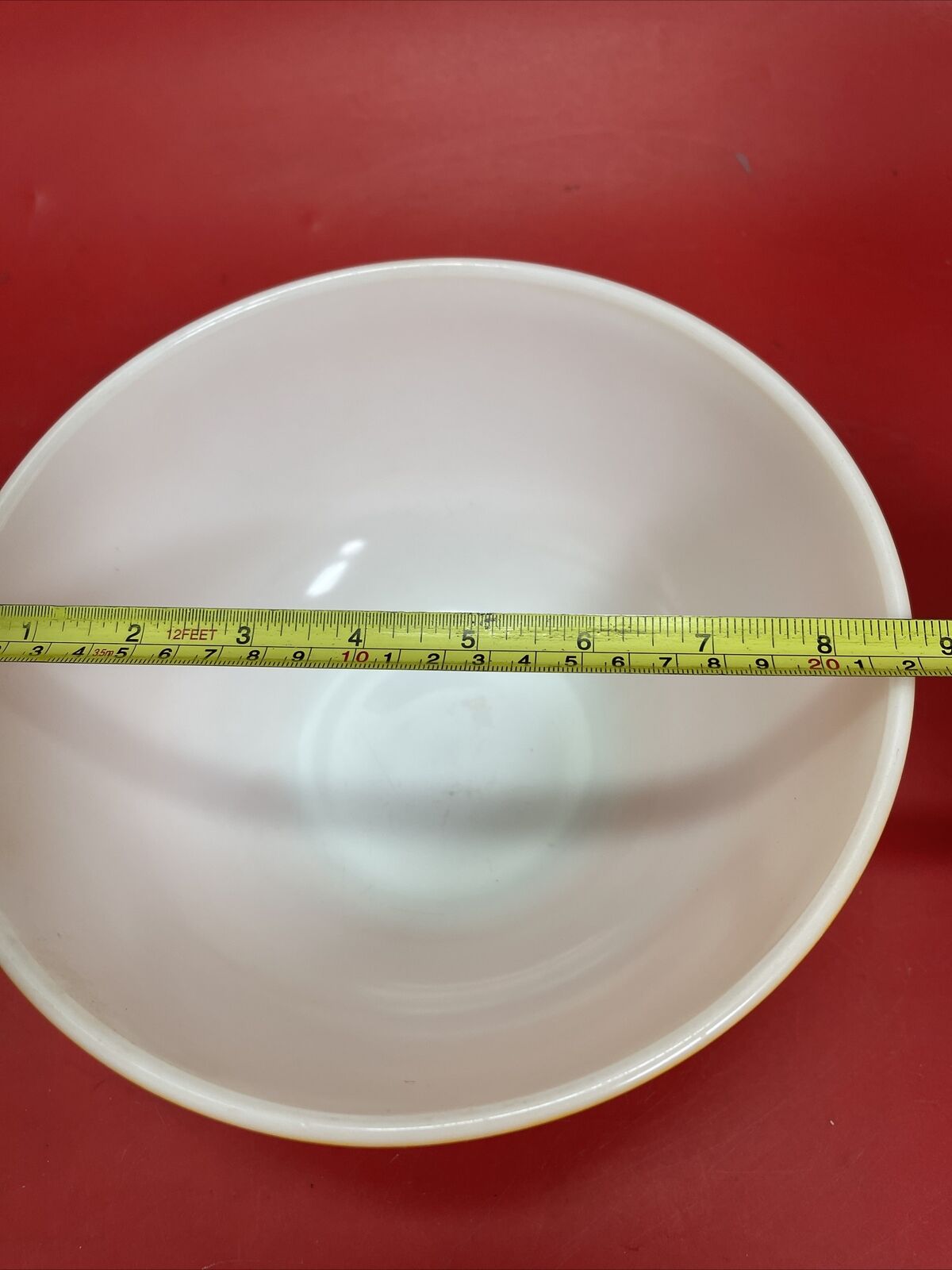 Pyrex Mixing Bowl  FLAME GLO Fade Orange Red Ombre #4032 Flame Glo  1/2 Qt.