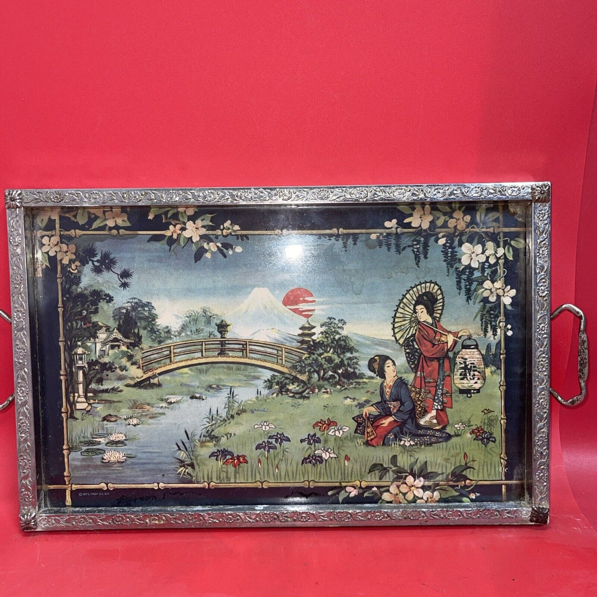 Vintage Asian Motif  Serving Tray