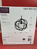 Home Decorators Collection Sarolta Sands 1-Light Black Orb Cage Pendant Light