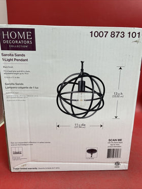 Home Decorators Collection Sarolta Sands 1-Light Black Orb Cage Pendant Light