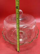 Vintage Scalloped Cake Plate /  Stand and Clear Cloche