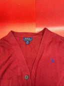 Polo Ralph Lauren Mens Cardigan Red V Neck 100% Pima Cotton Button Up Pullover