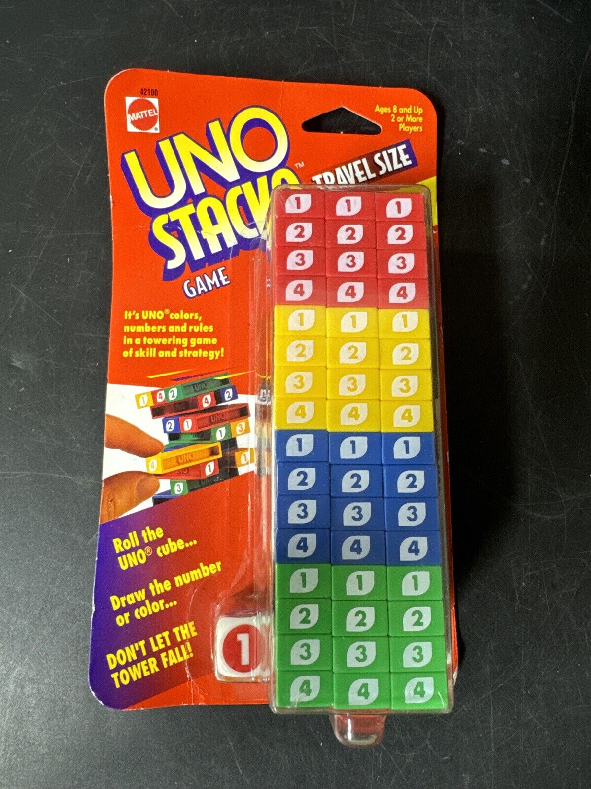 Vintage Uno Stacko Card Stack Block Game Travel Size, New 1996