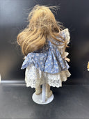 Vintage Porcelain&cloth Doll 16” with stand/ Set Of 3