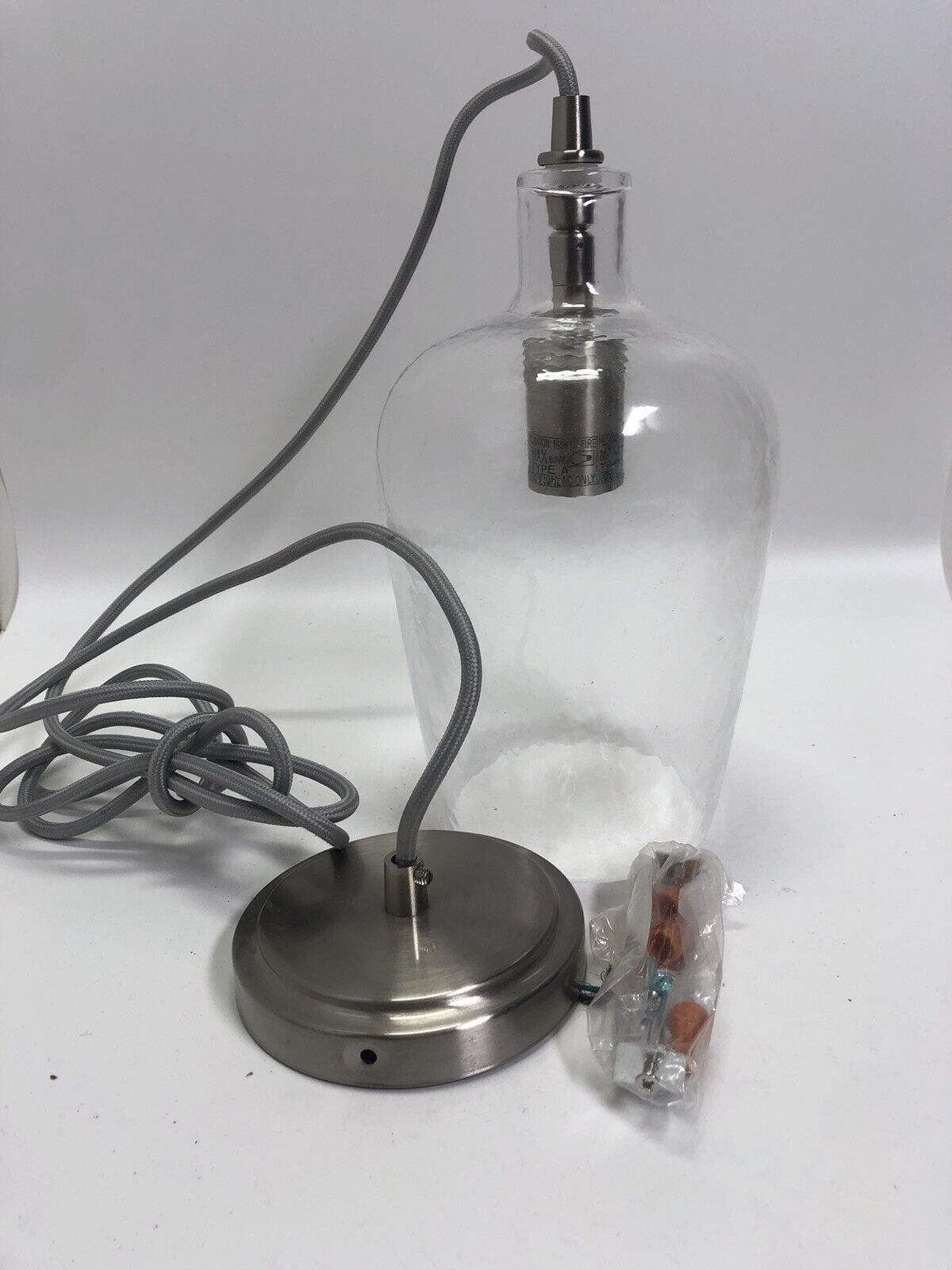 6-in Brushed Nickel Country Cottage Mini Clear Glass Bell Pendant