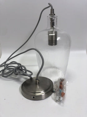 6-in Brushed Nickel Country Cottage Mini Clear Glass Bell Pendant