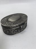 Vintage Silver Tone Acanthus Scroll Trinket Jewelry Box Dark Academia