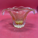 Hand Blown Murano Style Yellow Amber Art Glass Vase