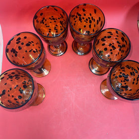 Lot of 6 Decorative Chalice Browns Amber Spots San Miguel by Jay Weberling