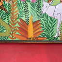 Haitian Jungle Art ,Artist M=Mirvil  Brilliant Colors Signed Framed 16Hx20w