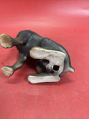 Vintage Black Doberman Pinscher  Sitting Dog Sculpture