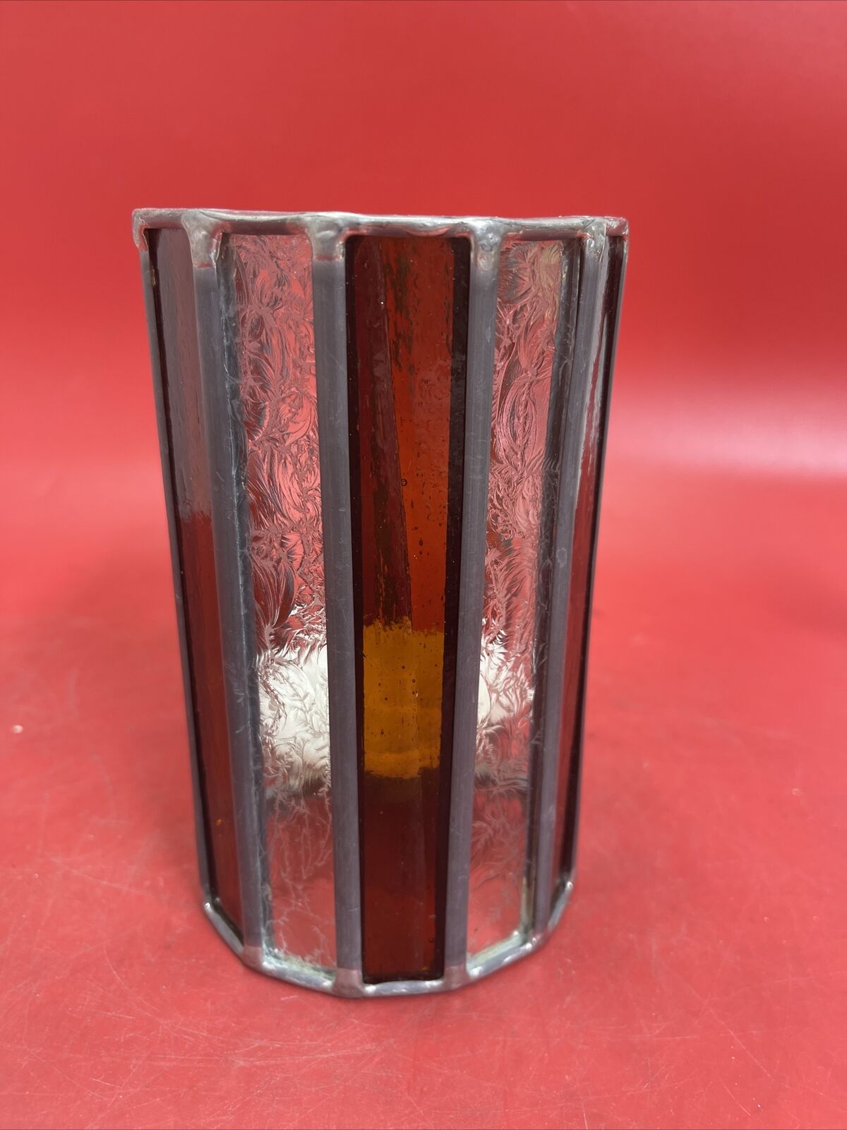 Vintage Candlestick, stained glass, 6 inches high, handmade