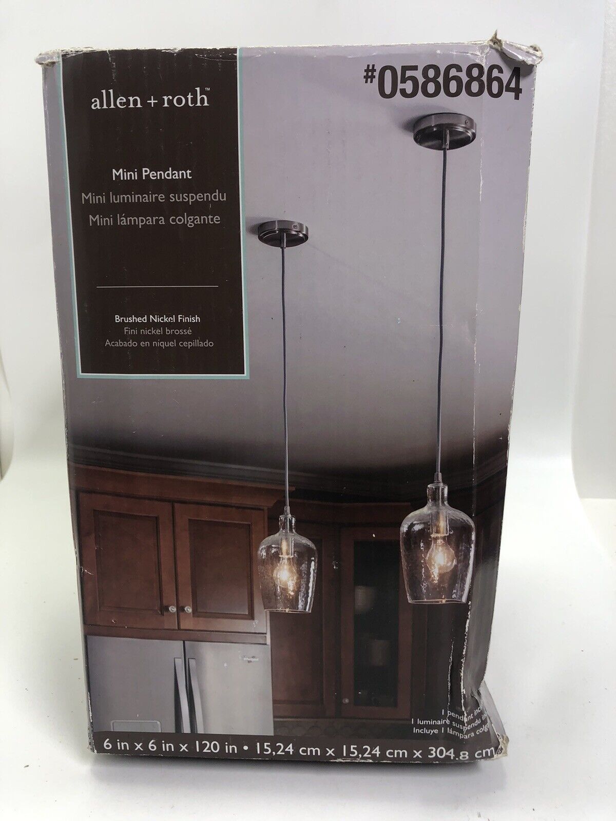 6-in Brushed Nickel Country Cottage Mini Clear Glass Bell Pendant