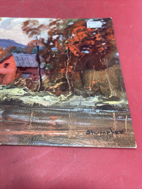 Vintage Shumaker Autumn Reflections Art Print Litho Used  Cardboard Mid-Century