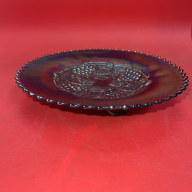 Northwood Carnival Glass Grape & Cable Green Spatula Footed Plate