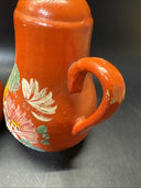 Vintage Pottery Orange Hand Painted Jug SALT & PEPPER Shakers