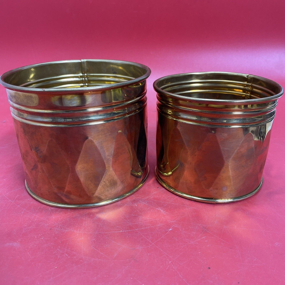 Vintage Fortunoff  Solid Brass Round Flower Pots Set of 2